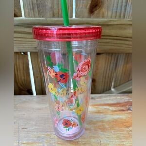 Pioneer Woman Happy Birthday Pink Floral Acrylic Tumbler, Lid & Straw 24oz